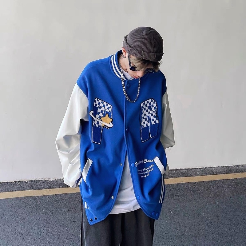 Áo khoác varsity nam nữ,in chữ T thiết kế dày dặn 2 màu