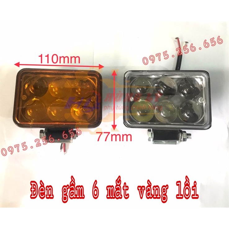 Đèn gầm 6 mắt vàng lồi HQ đèn gầm ô tô phụ tùng Hùng Lỳ