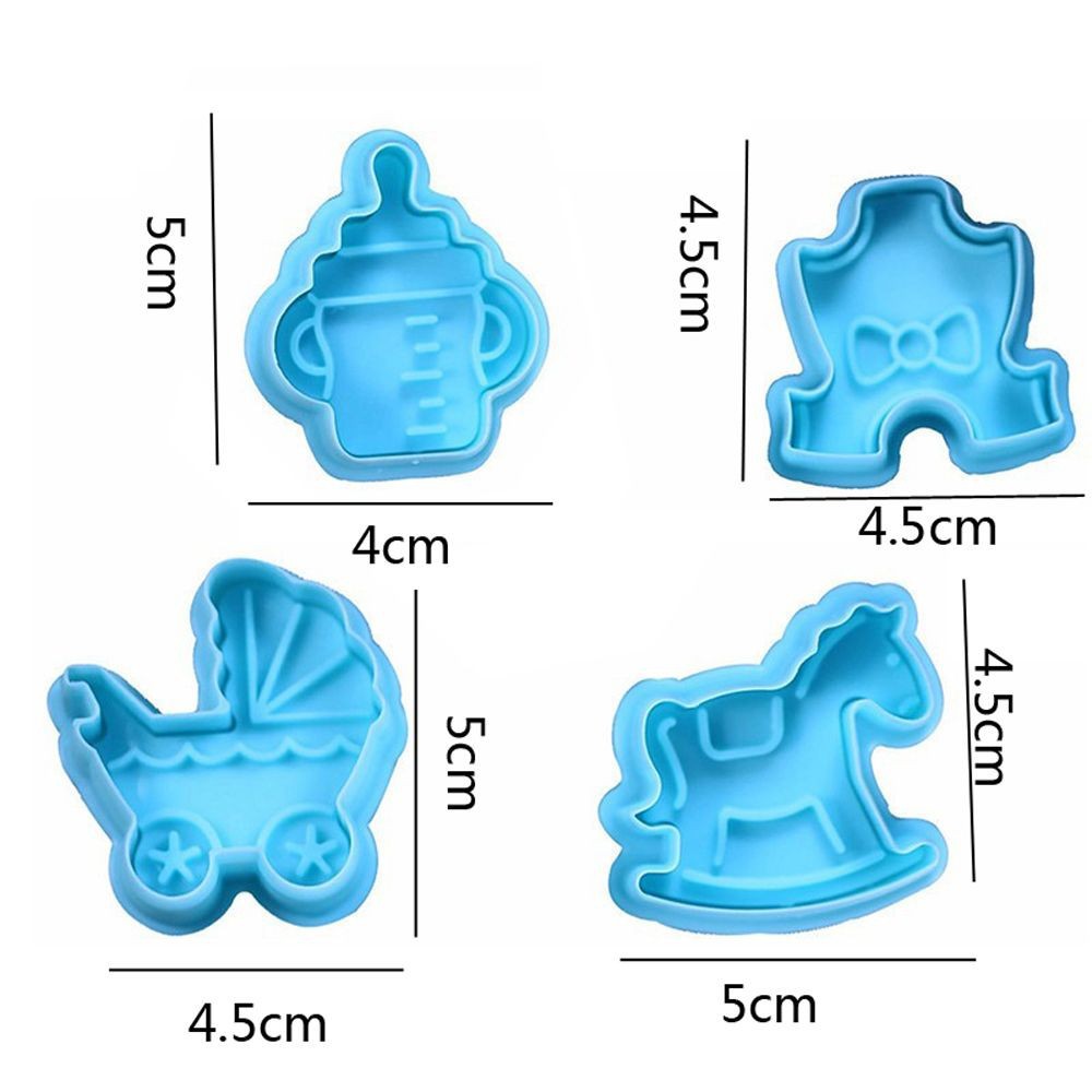 4Pcs Baking Tool Plunger Pastry Mould Fondant Cookie Cutter Baby Biscuit Mold