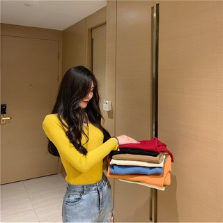 áo len nữ dài tay cổ tim