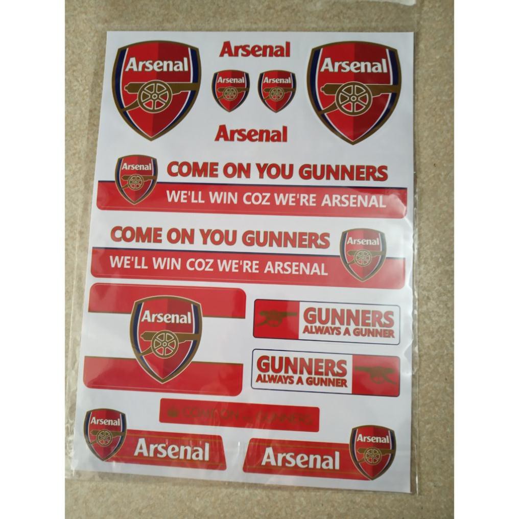 Bộ sticker Decal dán xe, laptop, điện thoại, mũ bảo hiểm...clb bóng đá arsenal chelsea MU Liverpool