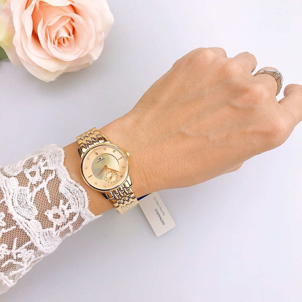 Đồng hồ nữ SENARO Petite Pavé Gold Tone thương hiệu Nhật Bản - LAMY WATCH