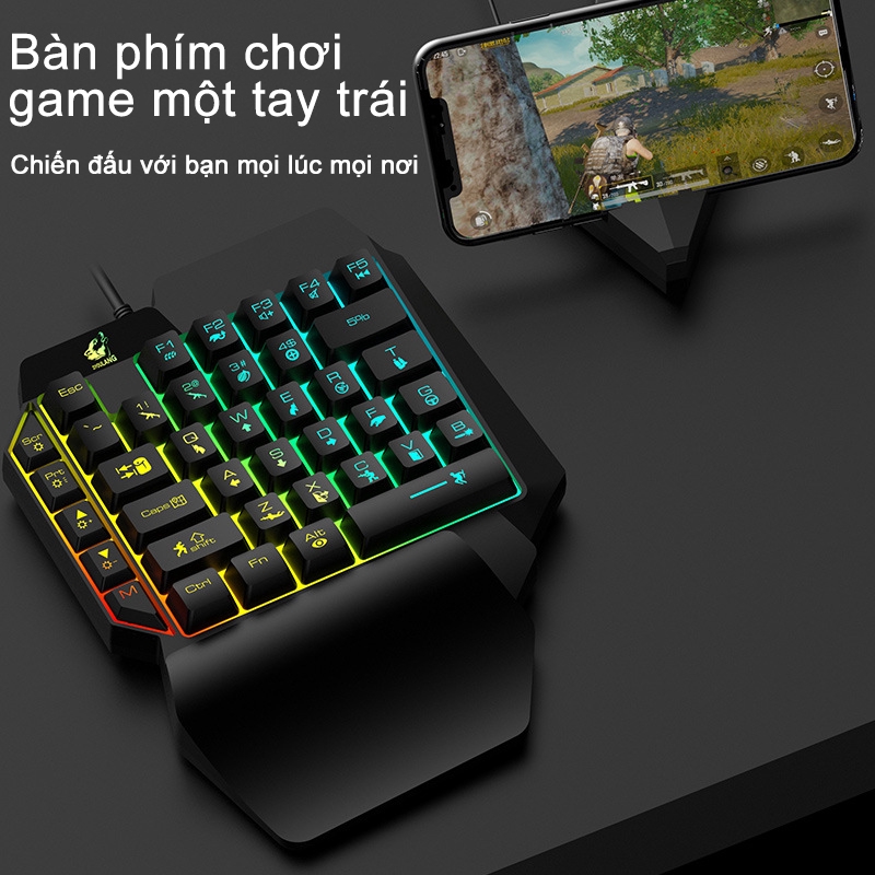 Combo Trọn Bộ Bàn Phím + Chuột + lót chuột - chơi game PUBG Mobile cho Android, IOS, iPad như PC{NBJM-318+NBK15+NBML-SB}