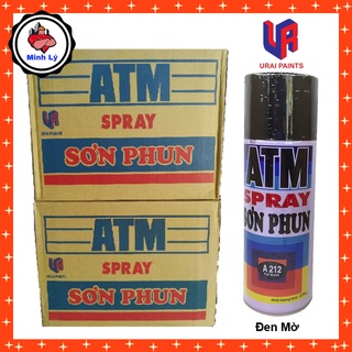   Hỏa Tốc  Thùng 12 Chai Sơn Phun Đen Mờ A212 Đen Nhám ATM Spray  400ml chai  - Điện nước Minh Lý 