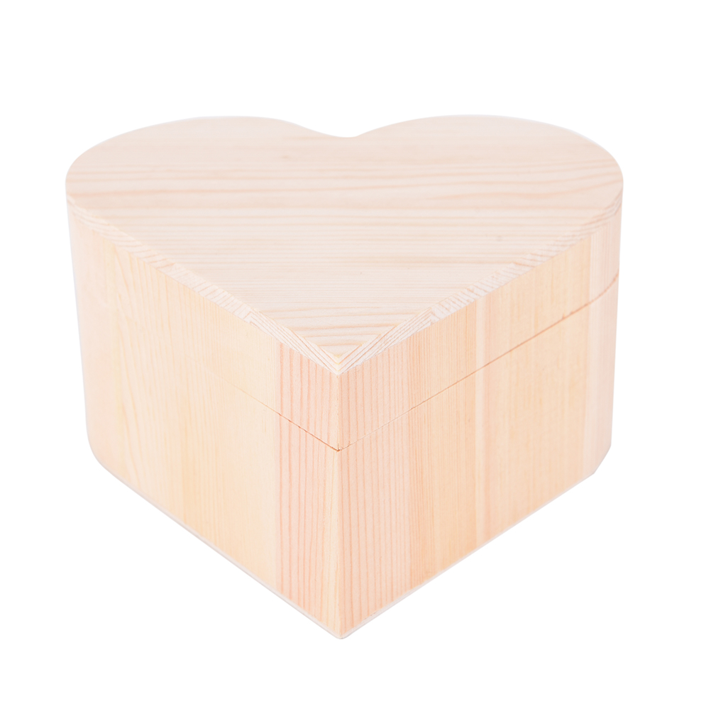 [extremewellknownsuper]Hot Sale	1Pcs Chic Craft Jewelry Love Heart Shape Box Storage Wood Wooden Decoration