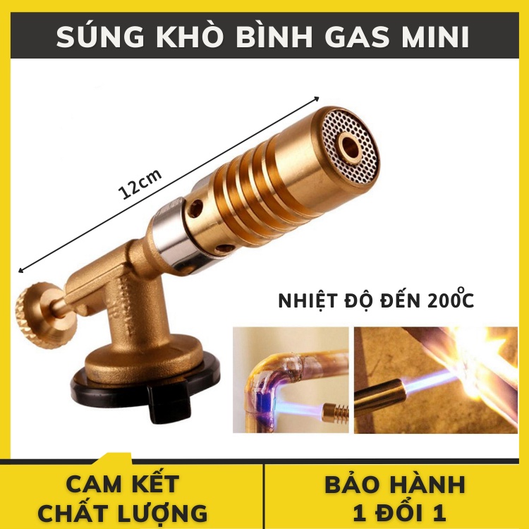 Đèn khò gas mini bằng đồng, có vòng điều chỉnh oxy, giúp ngọn lửa xanh và mạnh, chất liệu không gỉ và chịu được nhiệt tố
