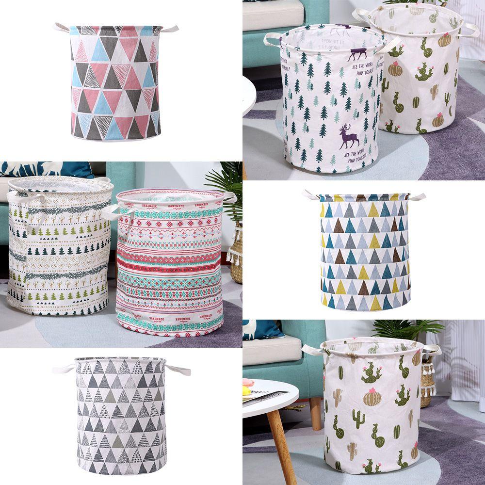♫DAPHNE♫ Easy to use Home Organizer Waterproof Toy Storage Hamper Foldable Laundry Basket Multi-purpose Cotton Linen Material Large Capacity Various Pattern Dirty Clothes Organizing
