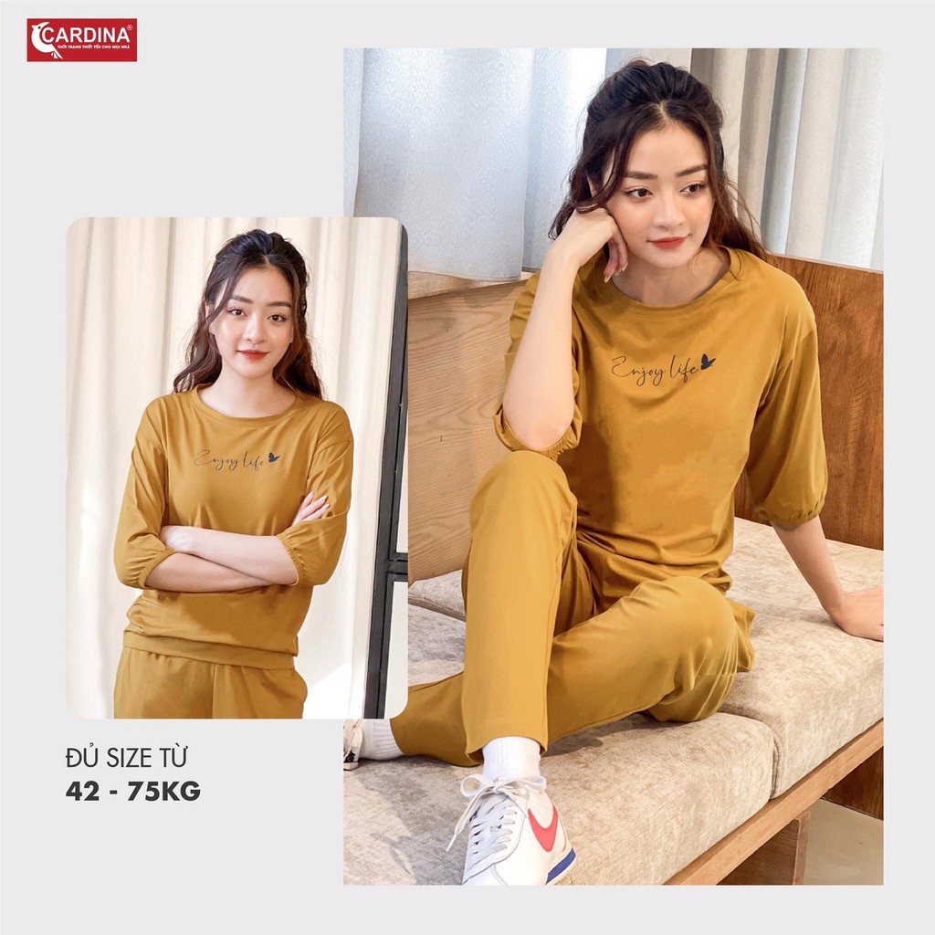 Đồ bộ thể thao Nữ thu đông Cardina đẹp, giá tốt, vải cotton cao cấp 4 màu dễ mặc quần dài, tay lỡ bo chun