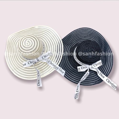 Mũ Cói Lưới Đi Biển Vành Rộng Đai CHRISTAN DIO Siêu Xinh