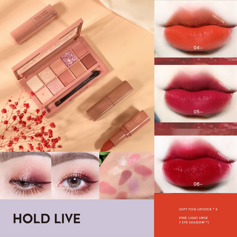 [ HOLD LIVE ] Hộp Quà Tặng Trang Điểm 4 Món HOLDLIVE Chocochoke Pink Sweet Perfect Suit HL386 ( Phấn Mắt + 3 Son Môi )