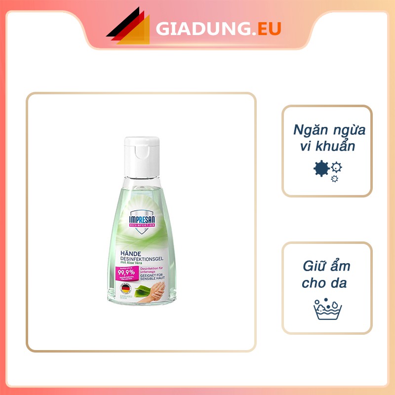 Gel rửa tay khô lô hội IMPRESAN Händedesinfektionsgel mit Aloe Vera 55 ml