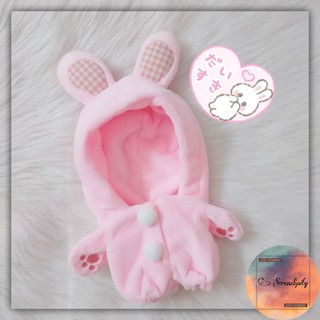 Bộ thú thỏ hồng cho doll 20cm