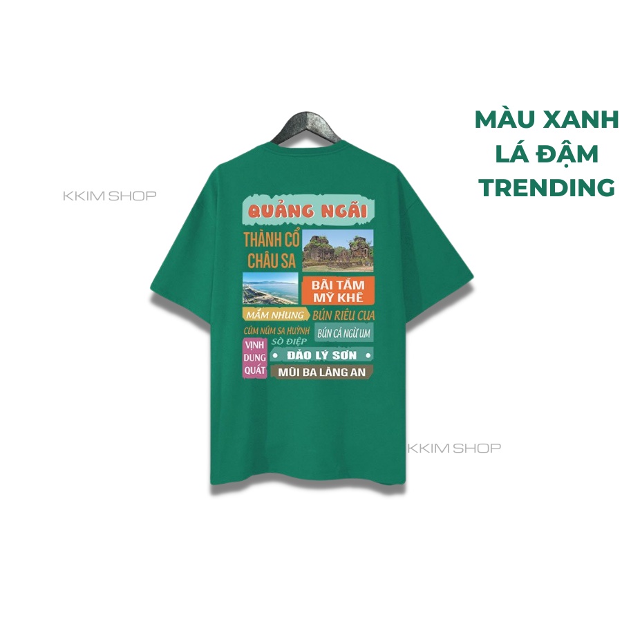 Áo thun tay lỡ QUẢNG NGÃI, Áo phông 63 tỉnh thành Form rộng oversize, chất liệu Cotton KKIMSHOP