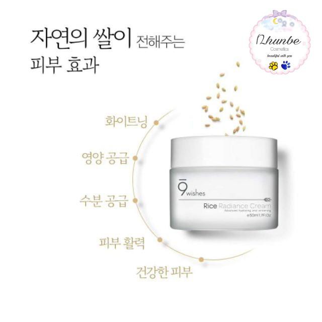 [Mua 1 tặng 1]Kem dưỡng ẩm trắng da chiết xuất gạo 9Wishes Rice Radiance Cream 50ml