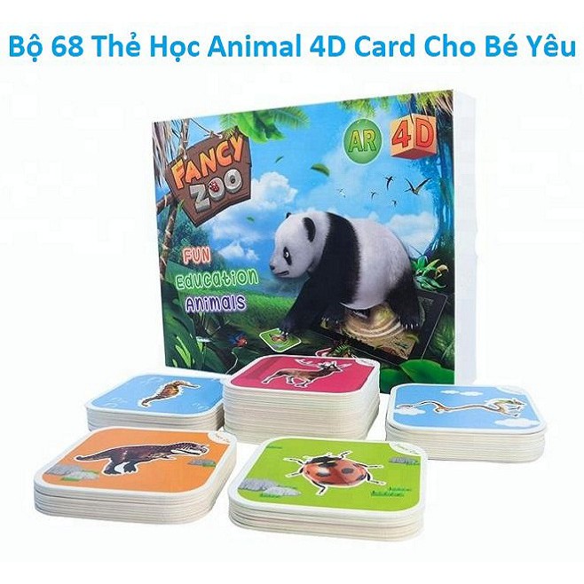 Bộ 68 thẻ học động vật 4D song ngữ Anh-Việt Vừa Học Vừa Chơi