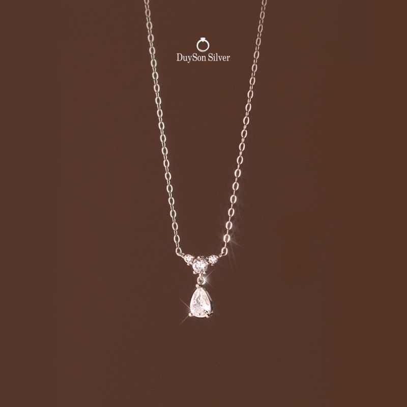 Dây chuyền bạc nữ đính đá hình giọt nước DUYSON SILVER, vòng cổ bạc 925 cao cấp đẹp nữ tính [DCKX42]