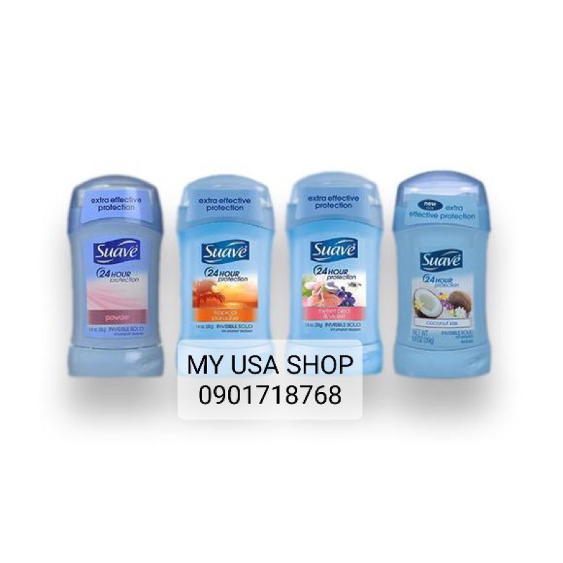 Lăn khử mùi nữ mini ❤️ LĂN KHỬ MÙI CHO NỮ SUAVE 24 HOUR PROTECTION USA MỸ 39G