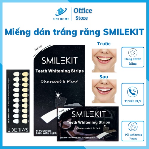 Miếng dán trắng răng SMILEKIT - Dán trắng răng, miếng dán răng an toàn - không bào mòn, không gây ê buốt cho răng