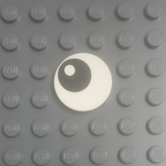 Đồ Chơi Lego Chính Hãng Tile, Round 2 x 2 with Bottom Stud Holder with Black Eye with Pupil Pattern