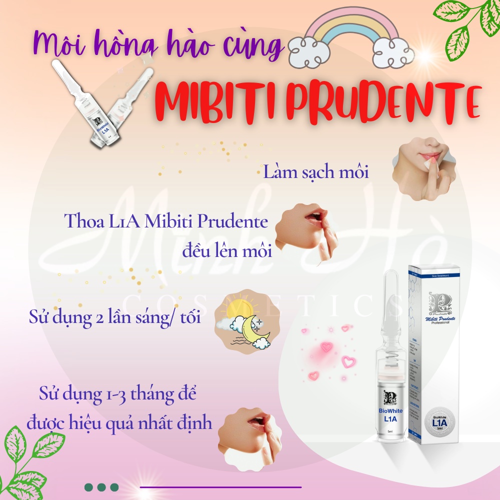 Kem khử thâm môi Mibiti Prudente Biowhite L1A 5ml mang lại sự tươi mới tự nhiên cho đôi môi