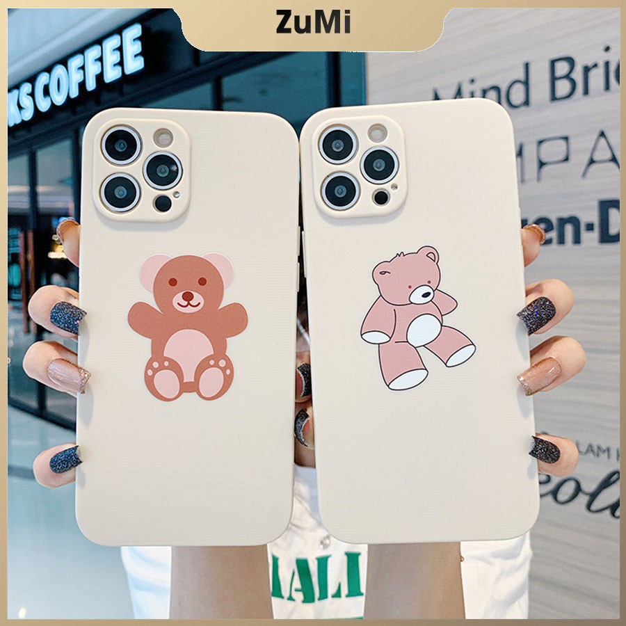 Ốp Điện Thoại TPU Mềm In Hình Gấu Đáng Yêu Ôm Viền Máy Cho iPhone 12 Pro Max Đến 7Plus-ZUMI STORE