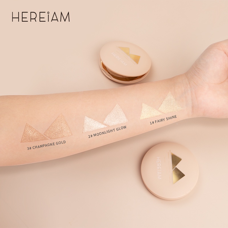 [Hàng mới về]Hộp phấn bắt sáng/tạo khối HEREIAM 1003 3 màu kết cấu lì trang điểm mặt tự nhiên lâu trôi 69g