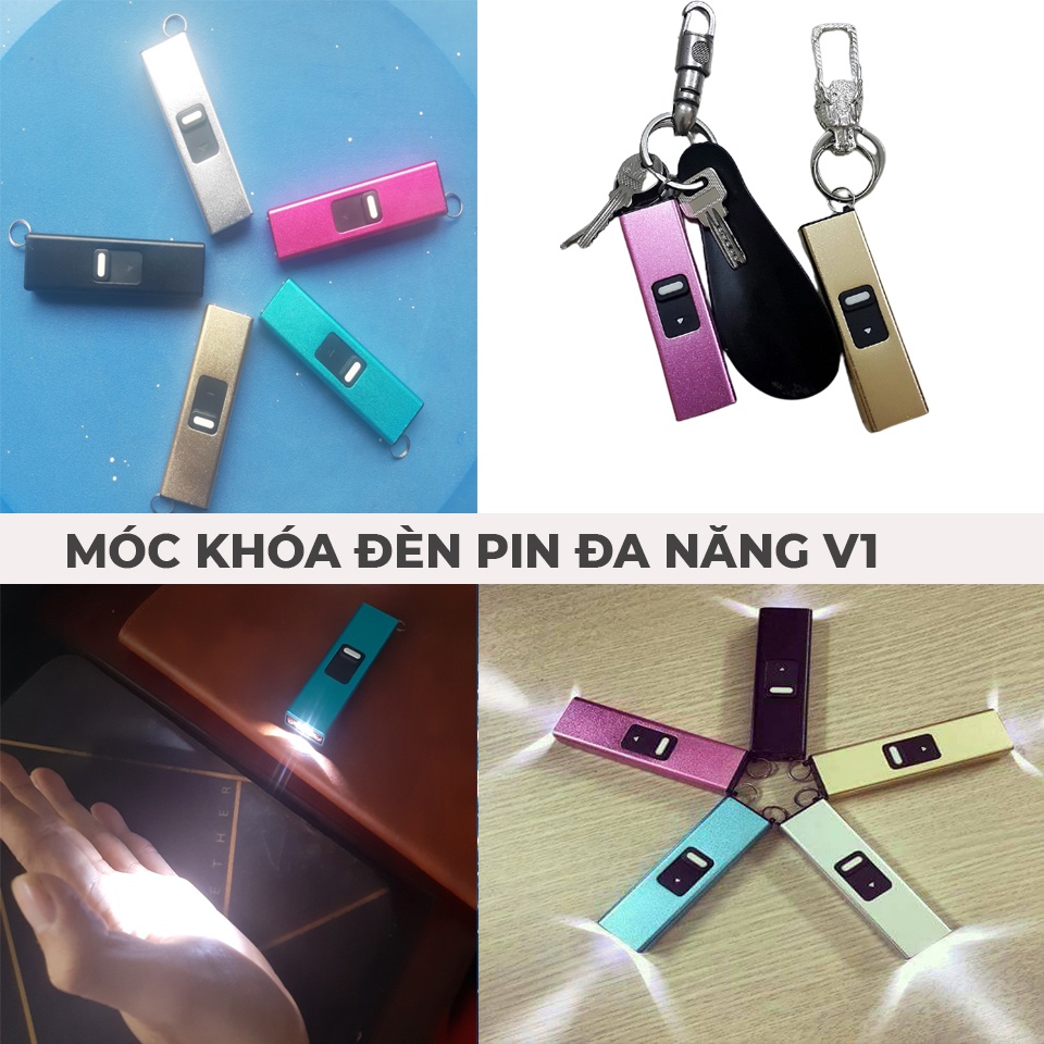 ✅ Móc Khóa Sạc USB Đa Năng Cao Cấp Nhập Khẩu - Đèn Pin Chiếu Sáng Khi Đi Đường, Treo Chìa Khóa, Balo, Túi Xách