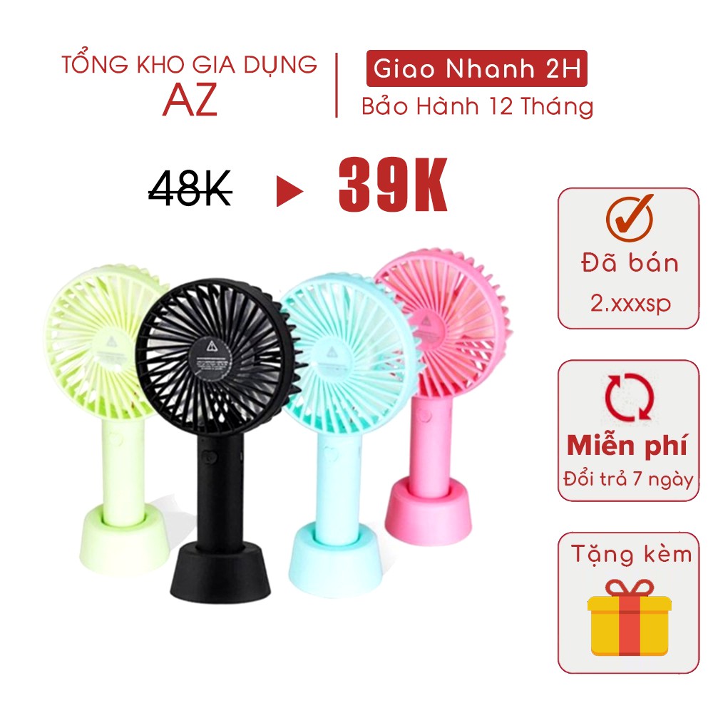 Quạt mini tích điện cầm tay có đế để bàn 3 tốc độ gió đi du lịch MS: K32X01
