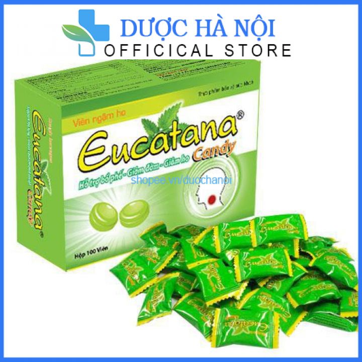Hộp 100 viên Viên ngậm ho thảo dược Eucatana giáp giảm ho ấm họng ngừa viêm họng