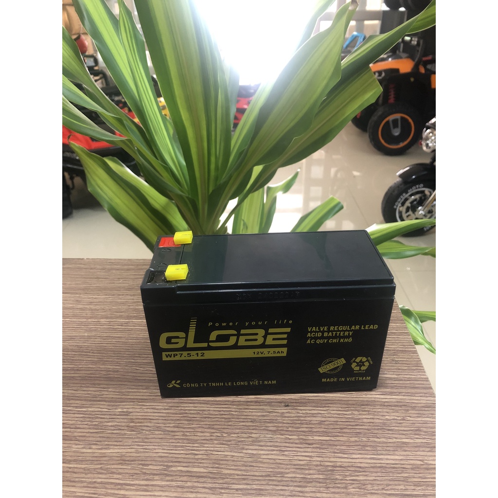 Bình ác quy xe điện trẻ em GLOBE 12V , 7.5Ah