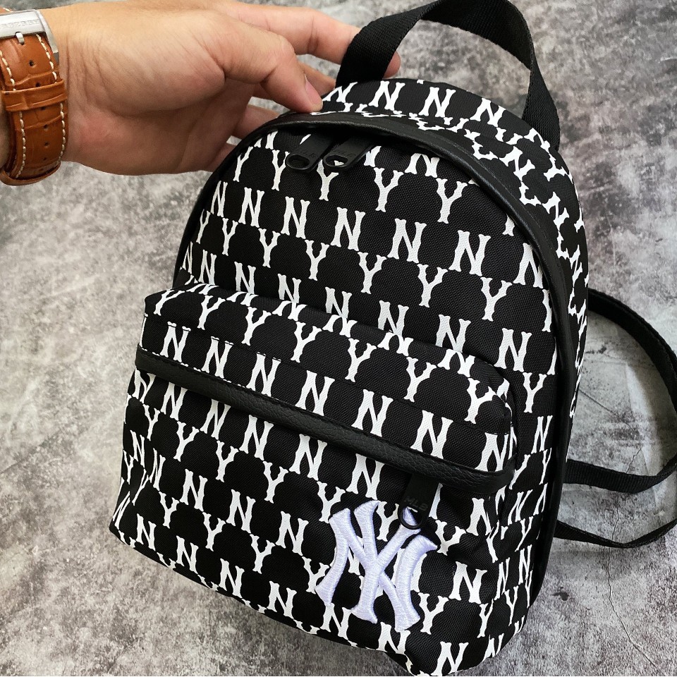 Balo Mini MLB NY Đen Monogram Backpack B220 Full Tag Code