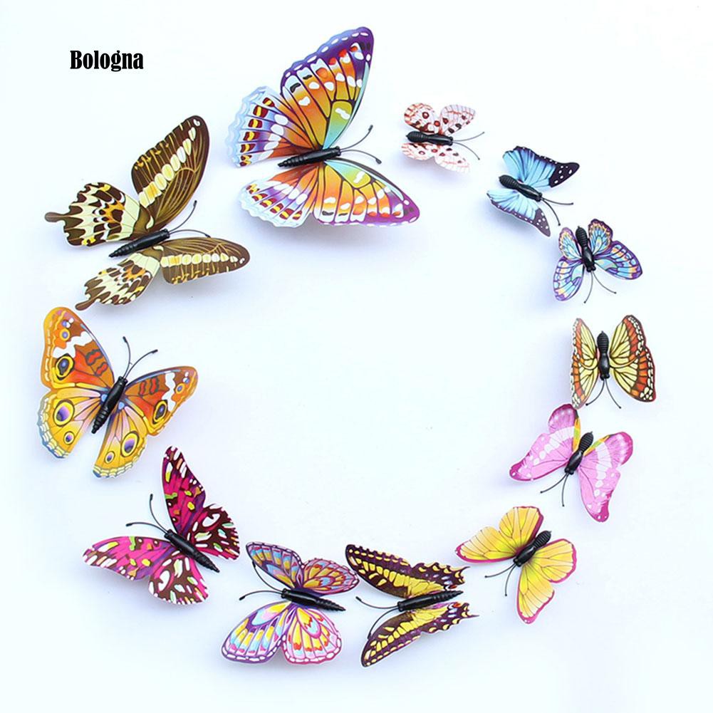 ❀Bo BO BO BO BO❀12 Miếng Dán Tủ Lạnh Hình Bướm 3D Phát Sáng Trong Đêm