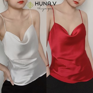 Áo hai dây lụa satin cổ đổ Hàng Thiết Kế - Ảnh thật tự chụp