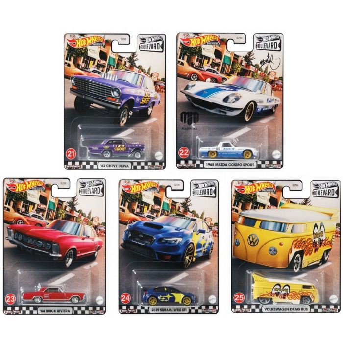 Xe ô tô mô hình tỉ lệ 1:64 Hot Wheels bánh cao su 2021 Boulevard Mix 1 21-25