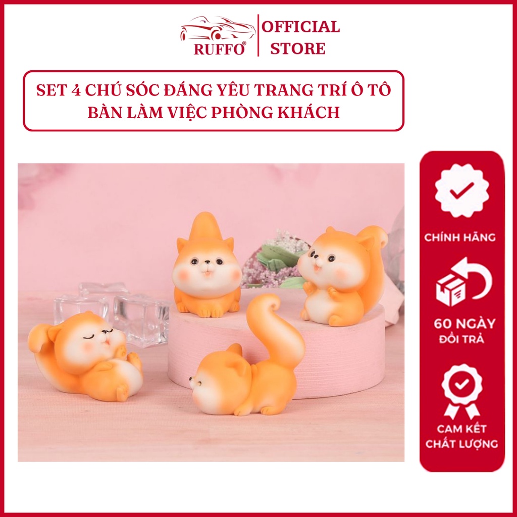 Phụ Kiện Ruffo Trang Trí Taplo Xe Ô Tô Bàn Làm Việc Phòng Khách Phòng Ngủ Mô Hình Sóc Đáng Yêu Hàng Cao Cấp Giá Rẻ