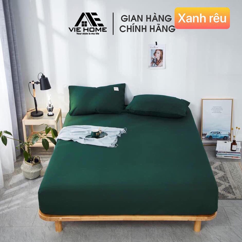 Bộ Ga Giường Vỏ Gối Cotton Tici VIE Home - Bedding đủ kích thước ra trải nệm 1m2, 1m4, 1m6, 1m8, 2m trơn màu