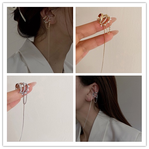 1 Khuyên Tai Dạng Kẹp Nhiều Lớp Đính Ngọc Trai Nhân Tạo