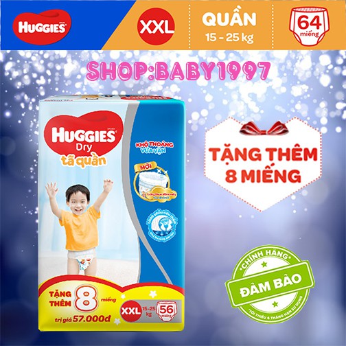 [Mẫu mới] tã quần tã dán huggies  đệm mây 4 chiều M74 L68 XL62 XXL56 kèm quà tặng