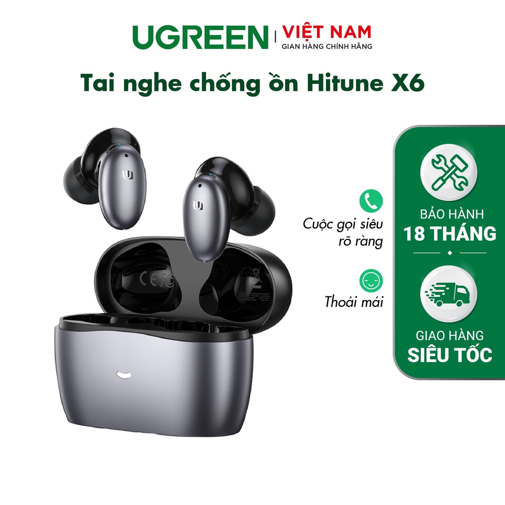 Tai nghe Bluetooth UGREEN Hitune X6 90242 Âm thanh Hifi Chống ồn, tạp âm - Thời gian chơi nhạc lên đến 26 giờ