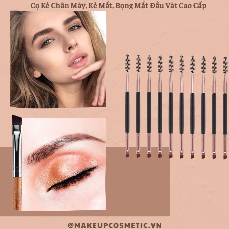 Cọ Kẻ Chân Mày, Kẻ Bọng Mắt Đầu Vát Cao Cấp Màu Vàng Đồng - Makeup Brush Eyebrow Eyeliner