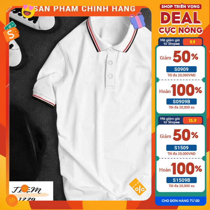 Áo Thun nam POLO vải Thun trơn mát lạnh chất 100% cotton 4 chiều cao cấp sang trọng lịch lãm