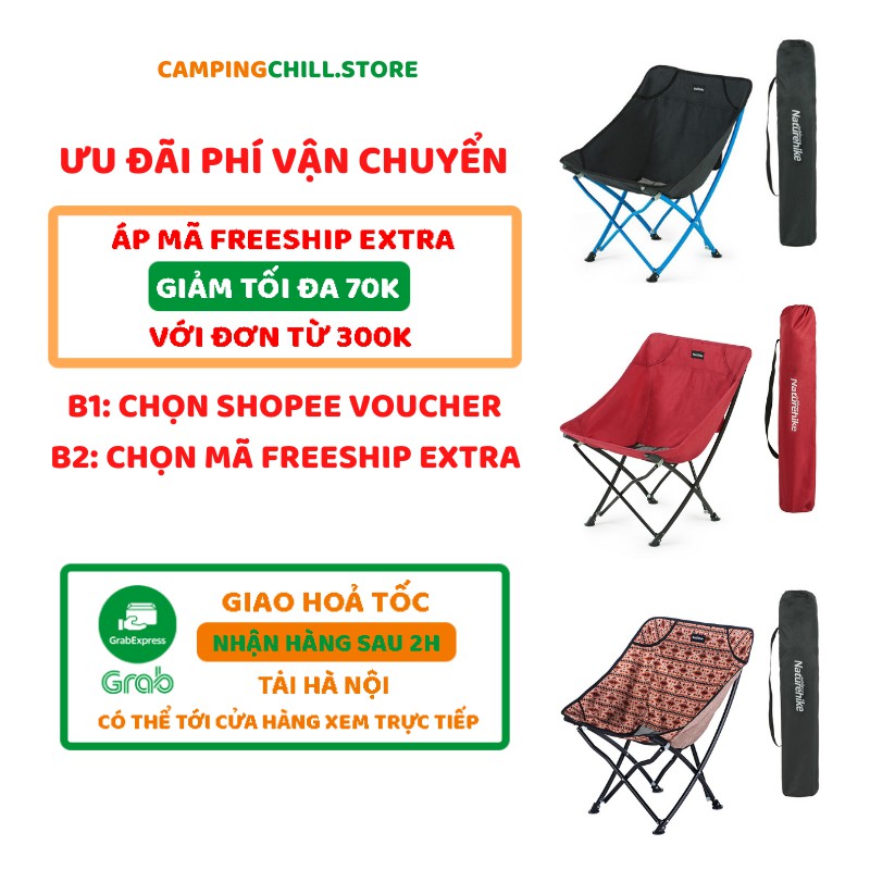 [CHÍNH HÃNG] GHẾ DÃ NGOẠI, CẮM TRẠI GẤP GỌN NATUREHIKE NH18X004-Y | BigBuy360 - bigbuy360.vn