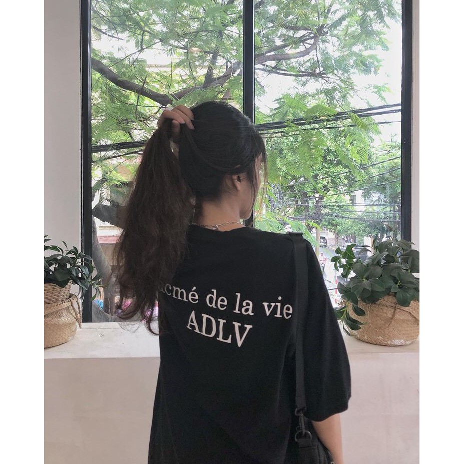 Áo thun unisex ADLV BUBBLE full tag mác , áo thun nữ form rộng tay lỡ chất cá tính oversize , BLACK56 M11