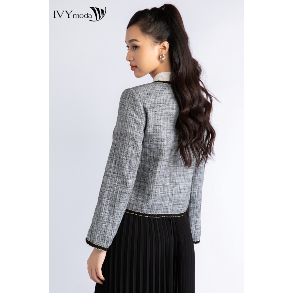 [NHẬP WABRTL5 GIẢM 10% TỐI ĐA 50K ĐH 250K ]Áo vest nữ Tweed dáng lửng IVY moda MS 67M6907