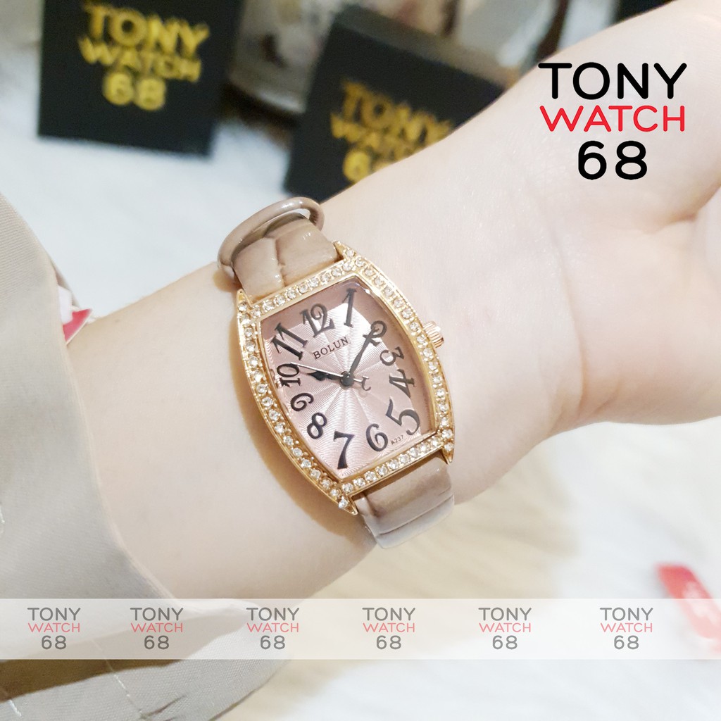 Đồng hồ nữ Bolun bầu dục dây da viền mạ vàng chống nước chính hãng Tony Watch 68 | BigBuy360 - bigbuy360.vn