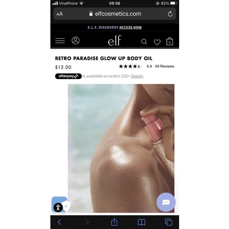 Dầu dưỡng body giúp cơ thể glowy căng bóng sáng khỏe Elf e.l.f elf retro paradise glow up body oil golden hour