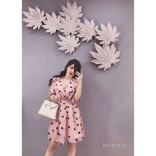 Đầm voan bi ngắn trái tim cổ đắp chéo dễ thương TTSA0127