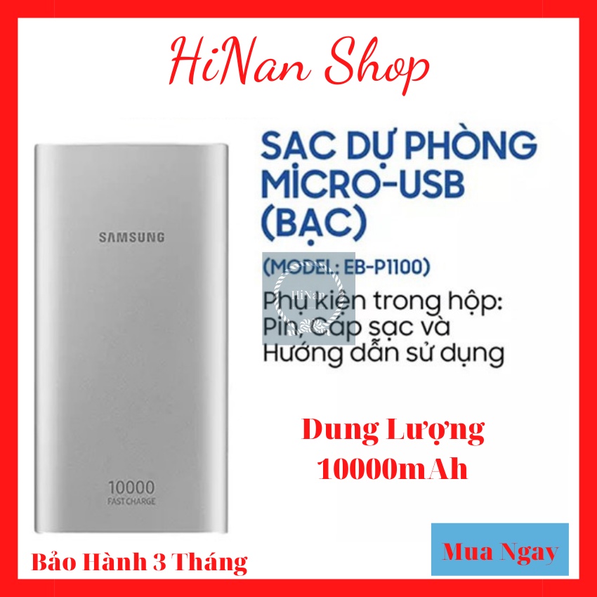 Sạc Dự Phòng EB-P1100 Dung Lượng 10000mAh Hỗ Trợ 2 Cổng USB +1 TypeC - HiNan Shop