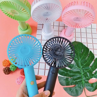 Quạt Mini cầm Tay Tích Điện 3 Chế Độ Gió [Full Box, Pin, Dây Sạc, Đế Chống Trượt