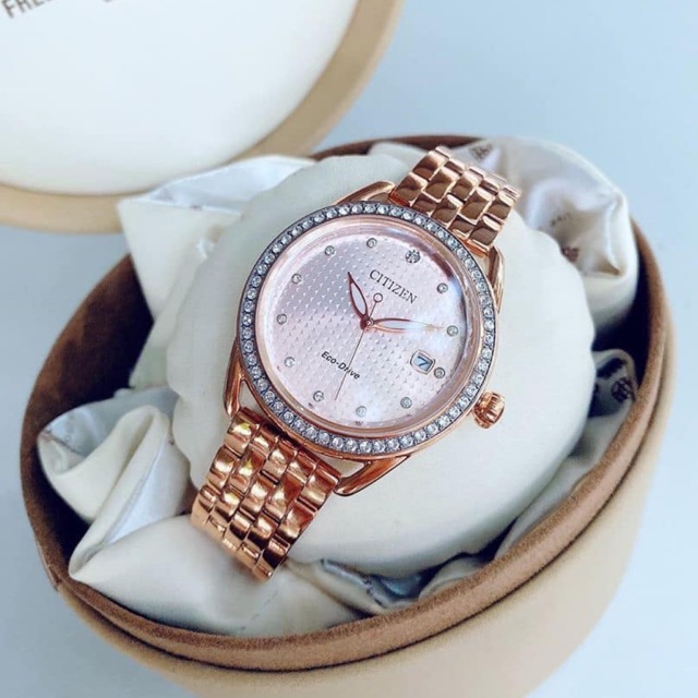 Đồng hồ nữ Citizen FE6113-57X Swarovski 35mm máy Eco - Drive năng lượng mặt trời